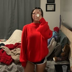 Red oversized sweater from H&M!!